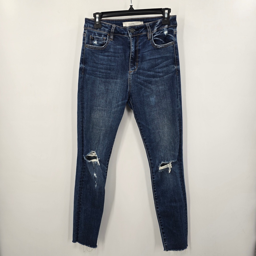 Hidden Jeans Womens 27‎ Distressed Skinny Wash Raw Hem HD1839H-DK
